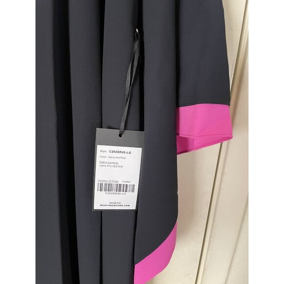 WORTH New York Kaftan Style Navy/ Hot Pink Dress Size Large - Picture 6 of 8